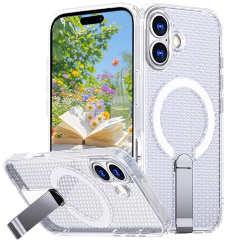 for Magnetic Cooling Case with Invisible Kickstand, Compatible with MagSafe Double Honeycomb Slim Mesh Heat Dissipation Breathable Shockproof Cover for FX - Image 1