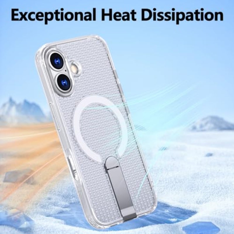 for Magnetic Cooling Case with Invisible Kickstand, Compatible with MagSafe Double Honeycomb Slim Mesh Heat Dissipation Breathable Shockproof Cover for FX - Image 2