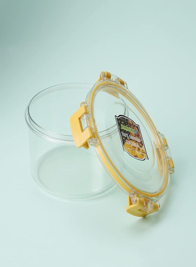AKDC Royalford 550 Ml Round Airtight Container With A Lid-Rf11254 Plastic Container With A Silicone Sealing Ring Fitted Lid Transparent Storage Container, Yellow  - Image 2