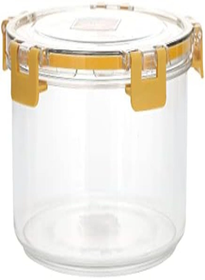 AKDC Royalford 550 Ml Round Airtight Container With A Lid-Rf11254 Plastic Container With A Silicone Sealing Ring Fitted Lid Transparent Storage Container, Yellow  - Image 1