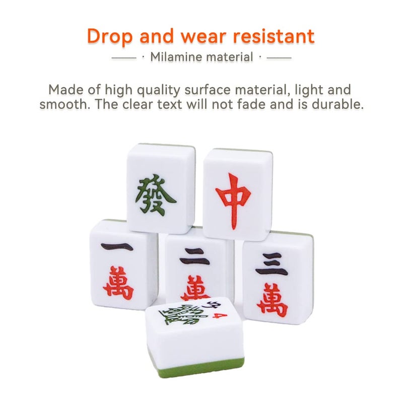 drizzle Chinese Mahjong Game Set - 146 Medium Size Tiles 1.3inch with Instructions - Professional Mah Jong Play Green [å°ˆæ¥­ä¸­å¼éº»å°‡] - Image 4