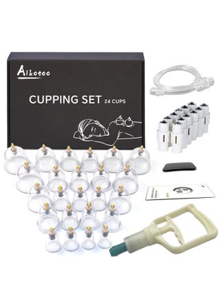 Cupping Therapy Set, 24 Massage Cups Cupping Set with Pump Vacuum Suction Cups for Body Cellulite Cupping Massage Back Pain Relief, Chinese Acupoint Physical Cupping Therapy Hijama - pzsku/Z1D413737451B1BA62A14Z/45/_/1715662380/a6db3564-9bae-4b23-a1da-5bf07636064c