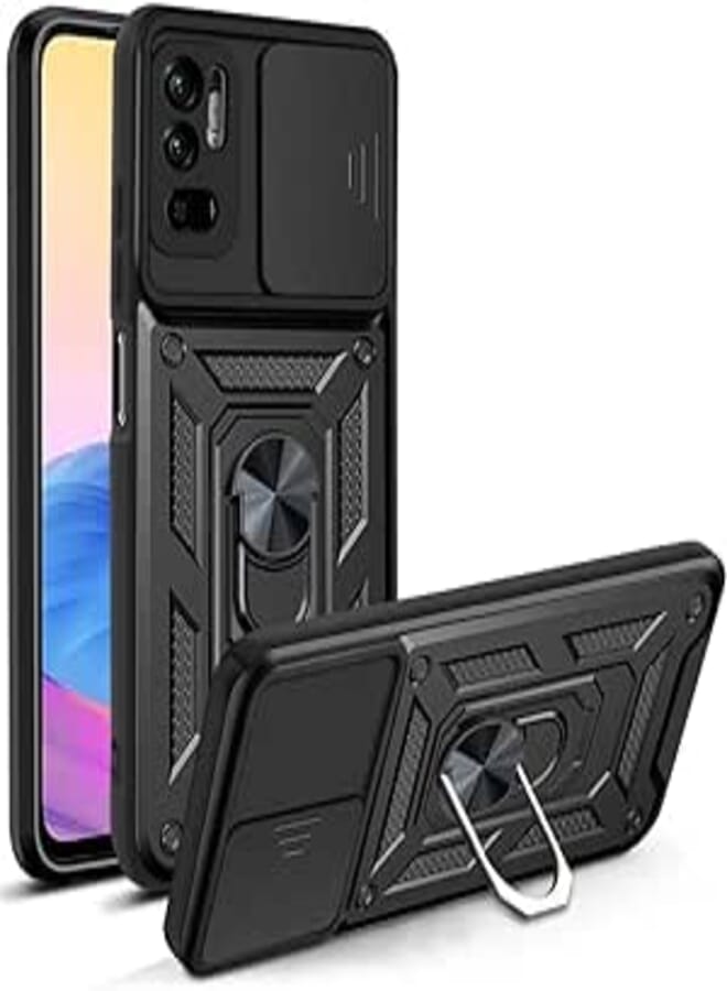 Case Cover Shock resistant Sliding CamShield TPU + PC Compatible with Redmi note 10 5G / (black) 