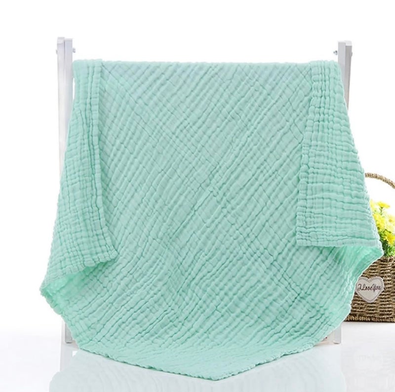 heartbury 100% Organic Cotton 6 Layer Ultra-Soft Muslin Blanket for Baby, Bath Towel for New Born Baby - 110X110 cm - (0-3 Years) (100 * 110Solid Green) - Image 1