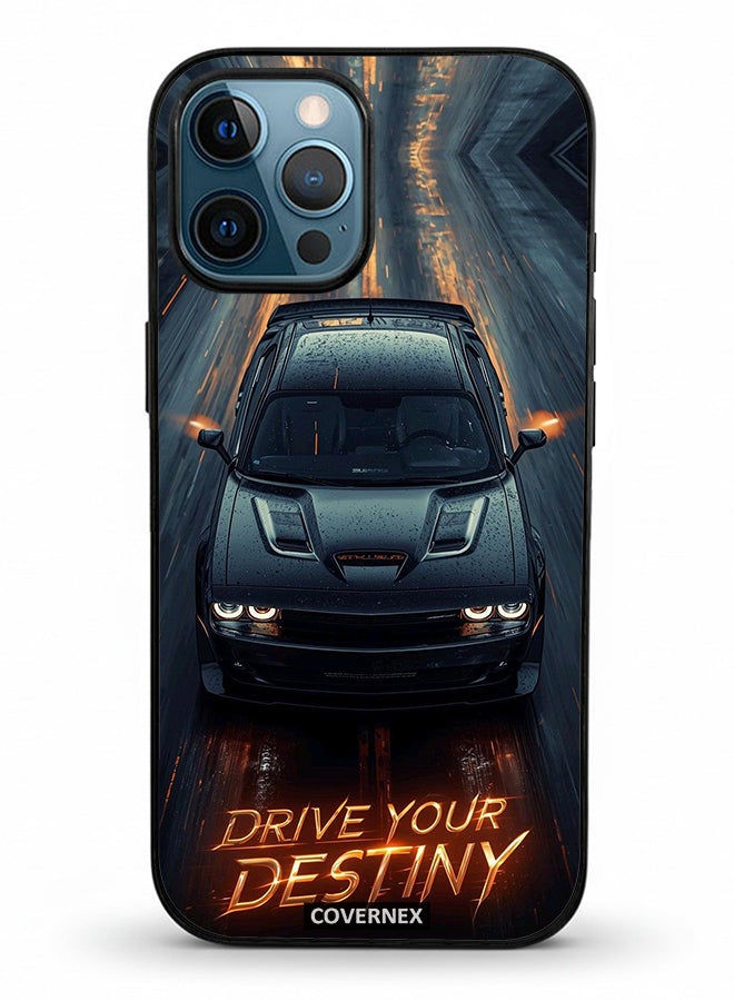 Covernex Apple iPhone 12 Pro Max Protective Case Cover Printed Featuring Drive Your Desting Dark Muscle Car - Image 2