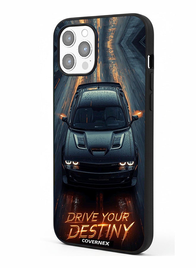 Covernex Apple iPhone 12 Pro Max Protective Case Cover Printed Featuring Drive Your Desting Dark Muscle Car - Image 1