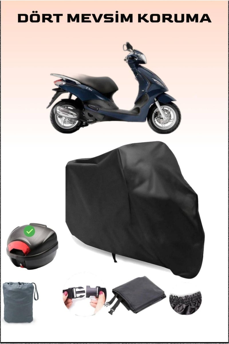Breen Piaggio Fly 125 3V Rear Bag Compatible Black Motorcycle Canvas Waterproof Durable Fabric - Image 1