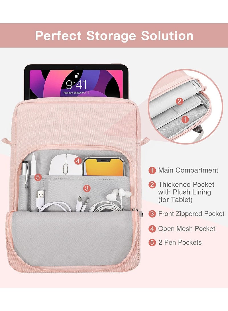 XiuWoo 9 To 11 Inch Tablet Sleeve Bag Fits for iPad air 5 10.Inches 2022 Pro M2 to 2018 10th 10.9 Air 4 Tab S8 Handle Carrying Case with Shoulder Strap Pink - Image 4