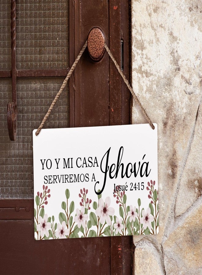 Huester Christian Spanish Wood Plaque Sign - Hanging Wall Decor with Floral Design, Joshua 24:15 Verse - 12x6 inches - Image 2