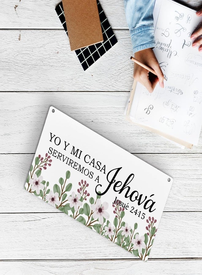 Huester Christian Spanish Wood Plaque Sign - Hanging Wall Decor with Floral Design, Joshua 24:15 Verse - 12x6 inches - Image 5