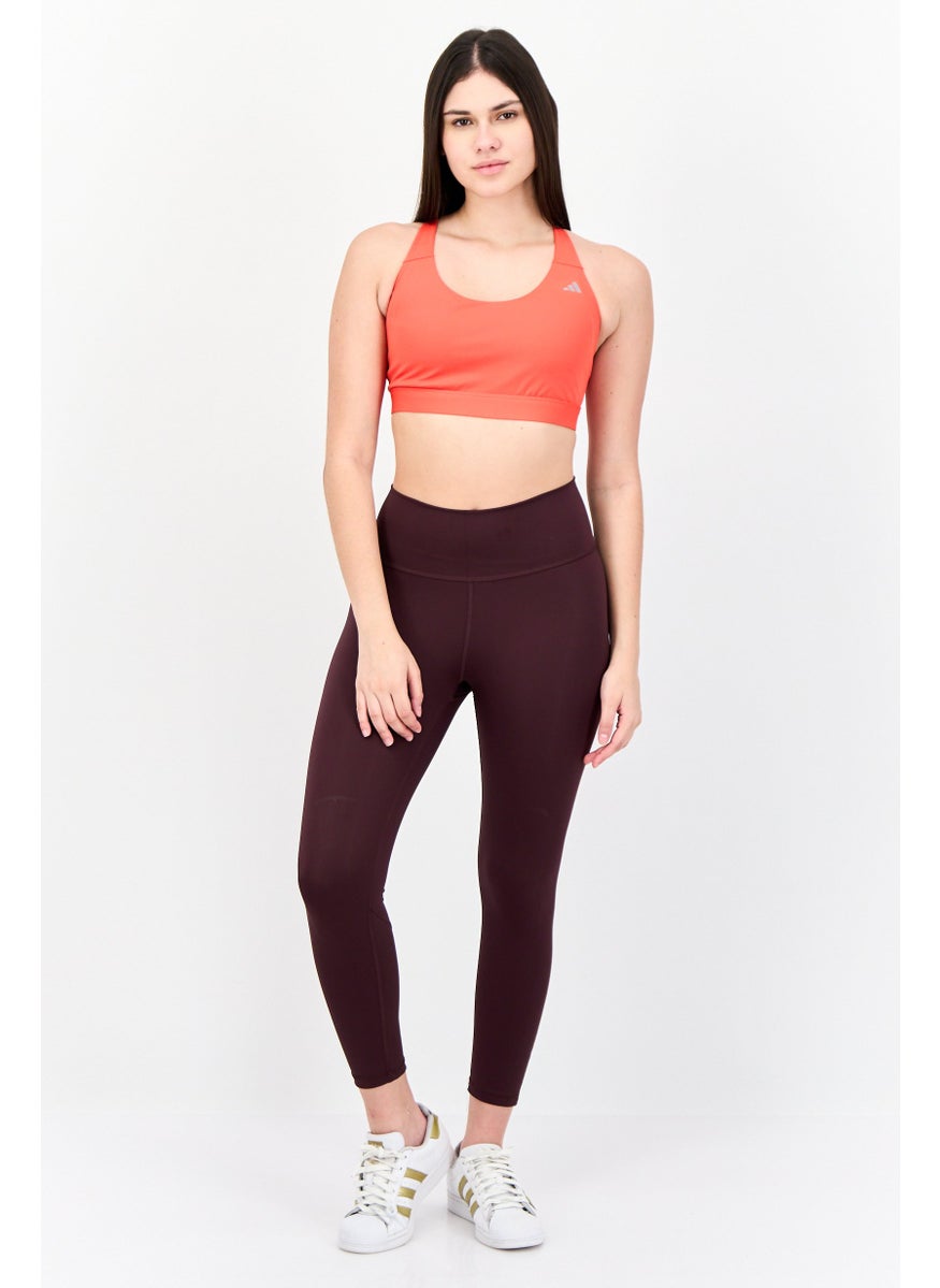 Adidas - Women Brand Logo Padded Ultimate Medium Support Sports Bra, Red - Image 1