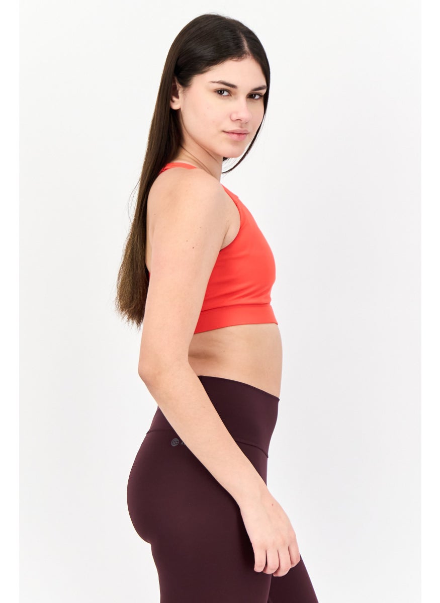 Adidas - Women Brand Logo Padded Ultimate Medium Support Sports Bra, Red - Image 1