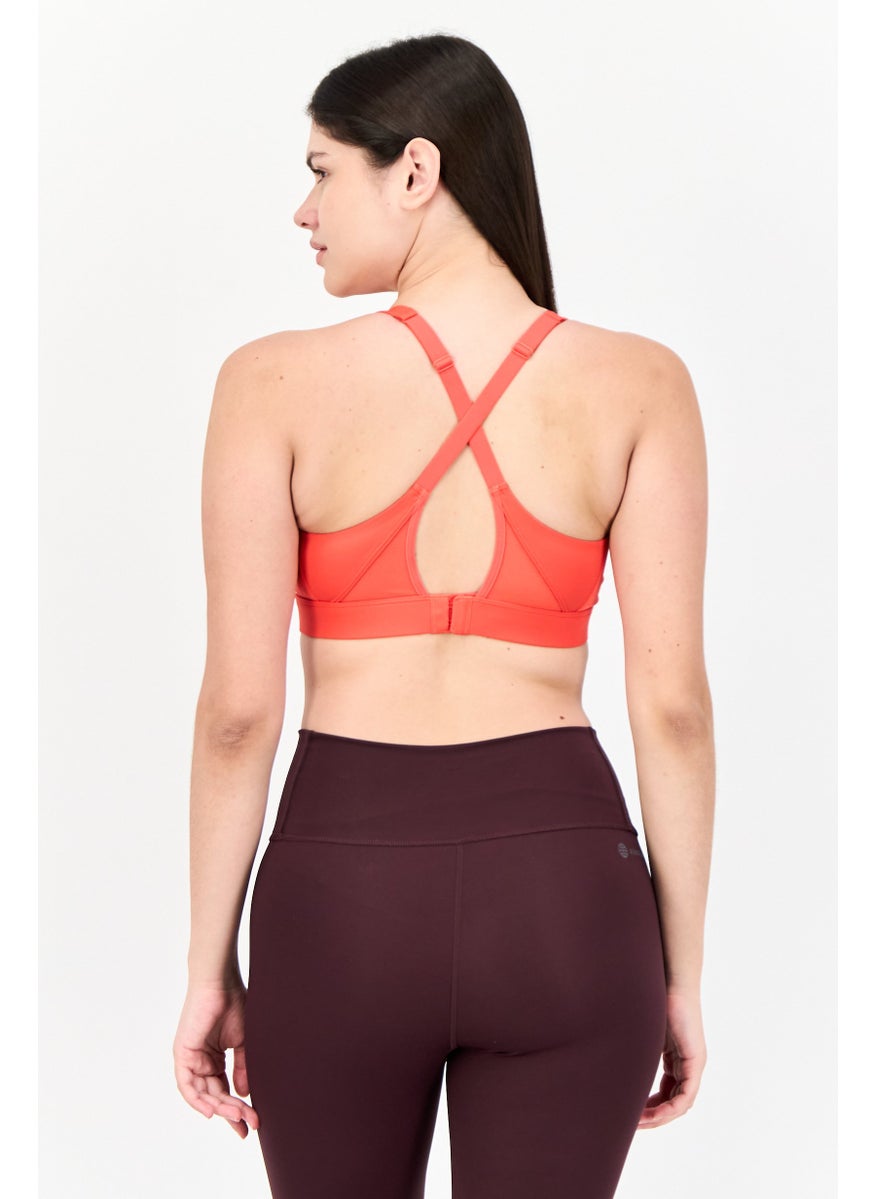 Adidas - Women Brand Logo Padded Ultimate Medium Support Sports Bra, Red - Image 1
