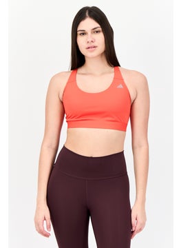 Adidas Women Brand Logo Padded Ultimate Medium Support Sports Bra, Red  - Image 1
