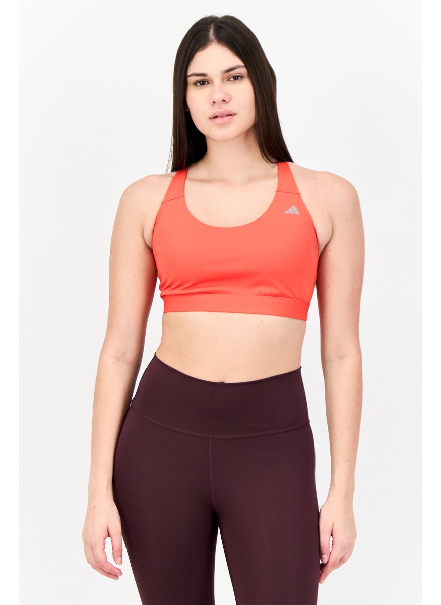 Adidas - Women Brand Logo Padded Ultimate Medium Support Sports Bra, Red - Image 1