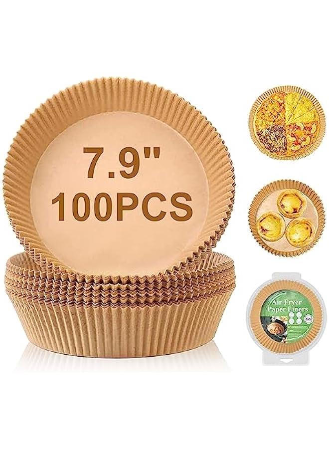 ورق بطانة قابل للتصرف لقلاية الهواء، 50 قطعة بحجم 7.9 بوصة، دائرية الشكل. ورق زبدة غير لاصق، مقاوم للزيت والماء. مثالي لقلاية الهواء، جهاز البخار، الخبز، الميكروويف، وغيرها. - Image 2