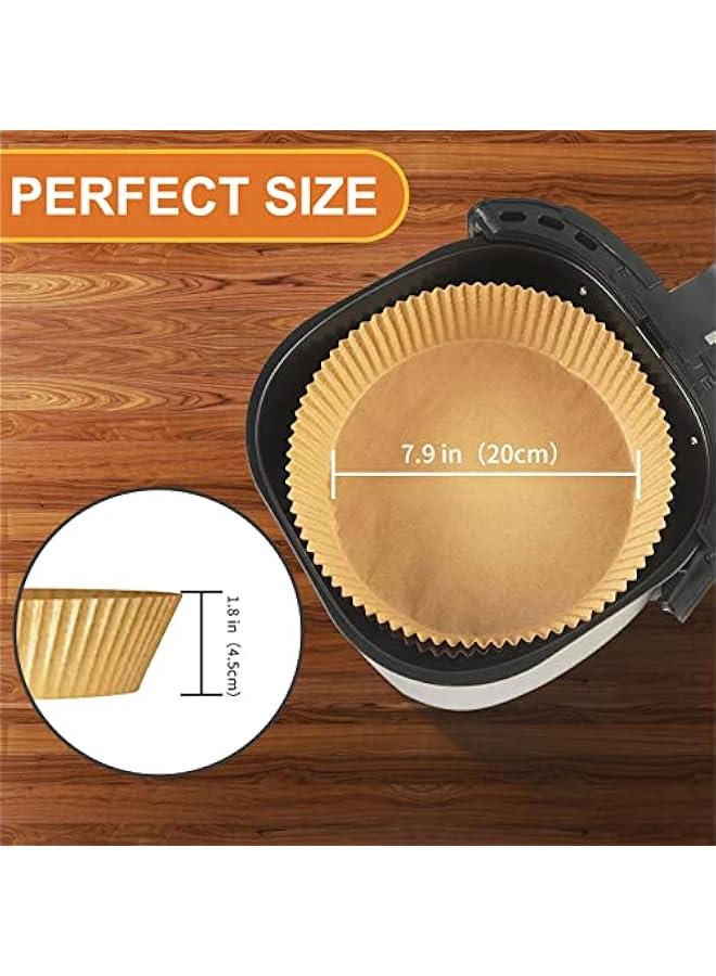 ورق بطانة قابل للتصرف لقلاية الهواء، 50 قطعة بحجم 7.9 بوصة، دائرية الشكل. ورق زبدة غير لاصق، مقاوم للزيت والماء. مثالي لقلاية الهواء، جهاز البخار، الخبز، الميكروويف، وغيرها. - Image 4