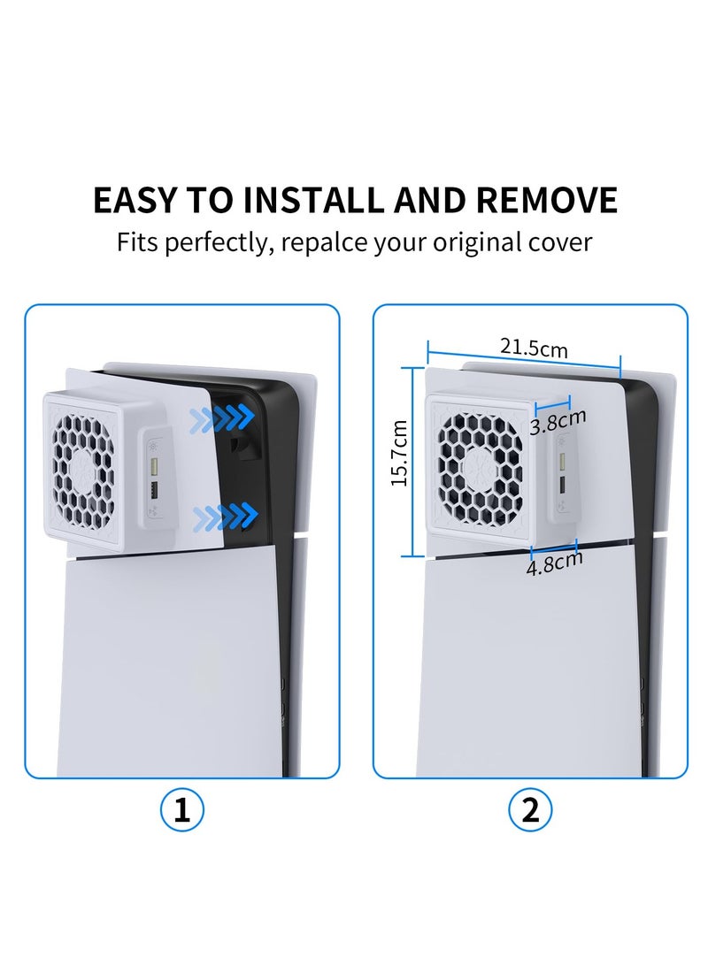 SOLARAE Slim Cooling Fan for PS5: Enhanced Cooling System with PS5 Slim Cover, RGB LED Lights, 3-Level Fan Speeds, and 2 USB Charging Hubs for PS5 Slim Digital and Disc Consoles - Image 4