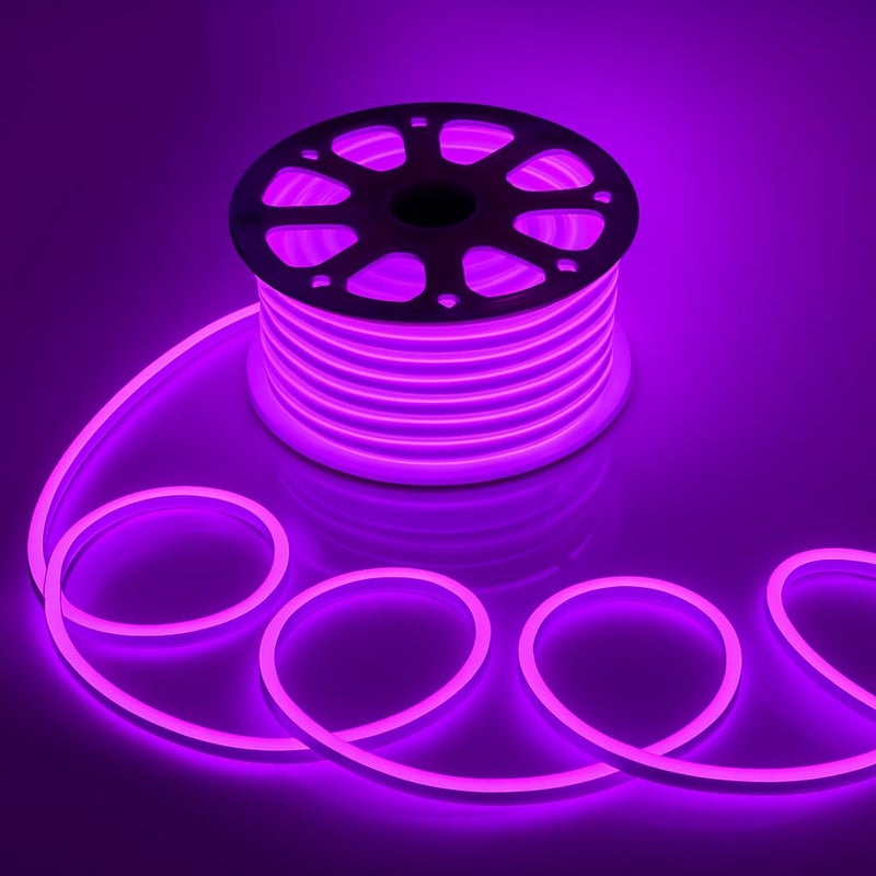 Gesto 16.4 Feet Neon LED Strip Light with 12V Adapter | Cuttable & Flexible Waterproof Rope Light for Wall Decor, Indoor & Outdoor Decoration, Custom Names,Signage & Diwali Decorative Lighting-Purple - Image 1
