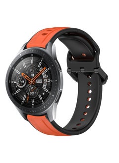 For Samsung Galaxy Watch 46mm 22mm Convex Loop Two-Color Silicone Watch Band Orange & Black