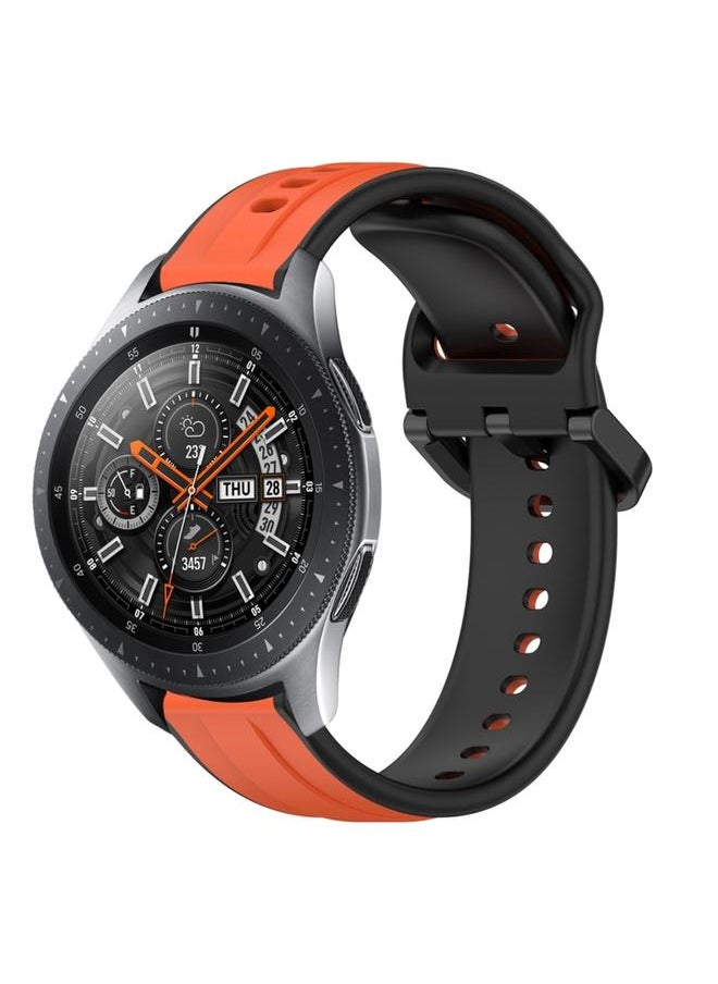 Green Tiger - For Samsung Galaxy Watch 46mm 22mm Convex Loop Two-Color Silicone Watch Band Orange & Black - Image 1