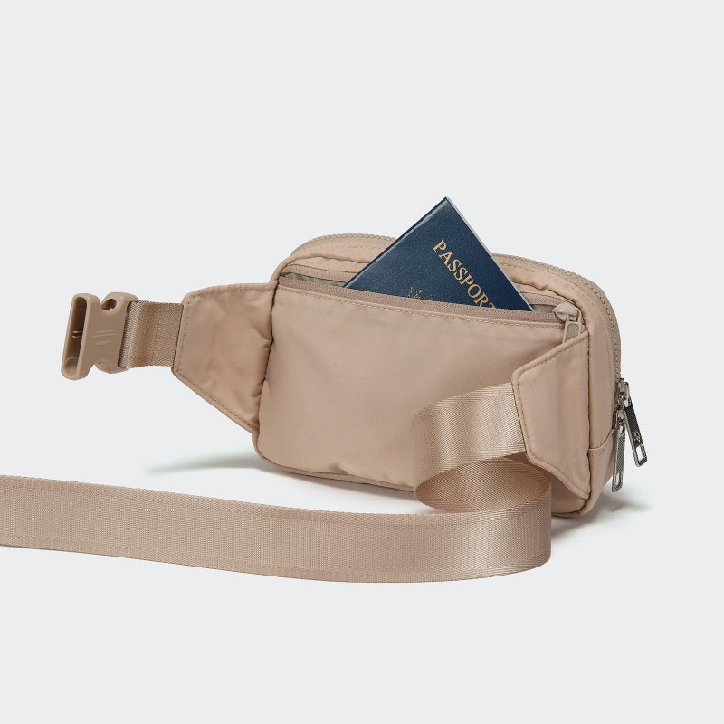 Pander Belt Bag Large 2L, Nylon Fanny Pack Purse for Women and Men with Adjustable Strap, Raw Linen - Image 4