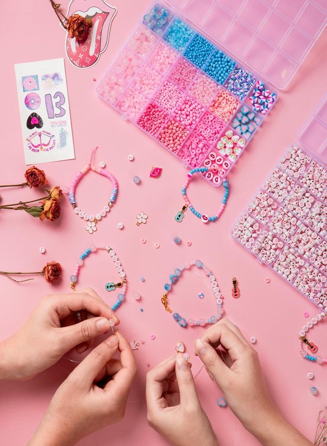 Goldwise Friendship Bracelet Kit for Fans, 2 Boxes Bracelet Making Kit with Clay, Glass, Glass Seed Beads and Heart Charms - Inspired by 2019's Iconic Album - Gifts Party Birthday - Image 3