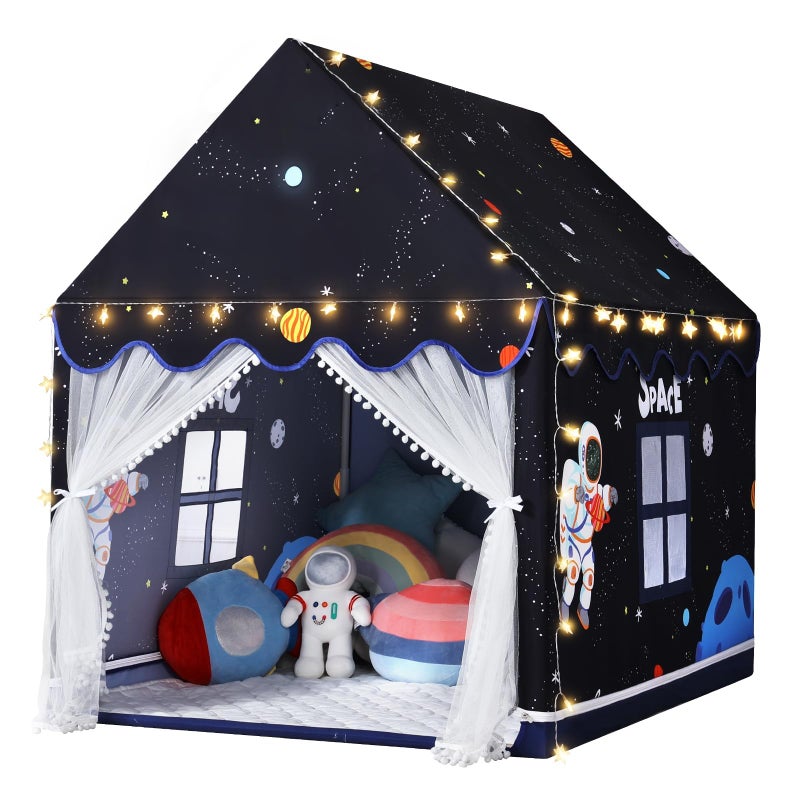 Wilwolfer Space Kids Tent Indoor with Mat Star Lights Kids Play Tent Space Toys Bedroom Decorations Astronaut Rocket Ship Black - Image 3