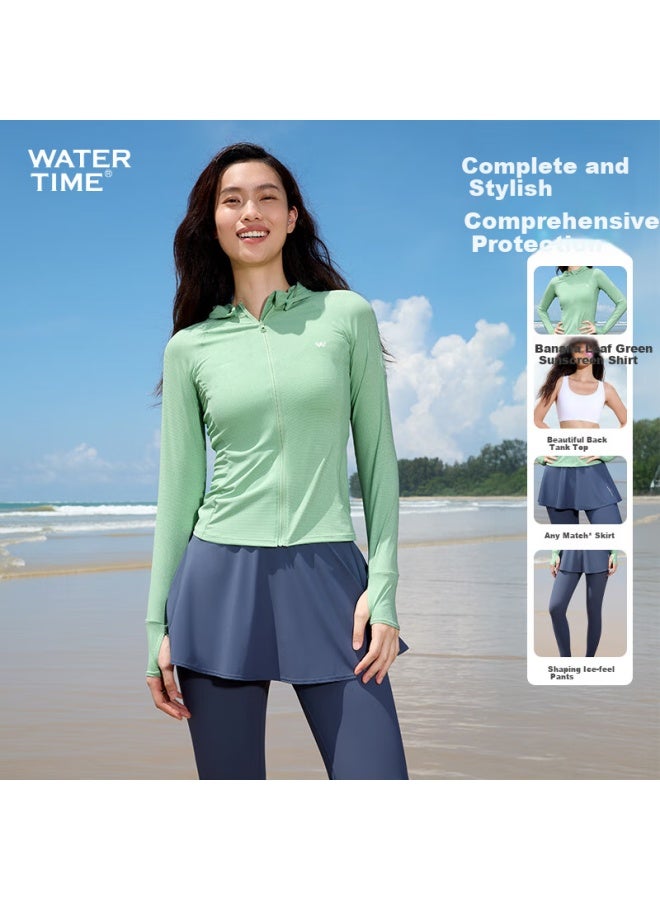 Watertime Women's Sun Protection Hooded Split Long Sleeve Surfing Jellyfish Suit Swimming Suit Long Pants S - Image 1