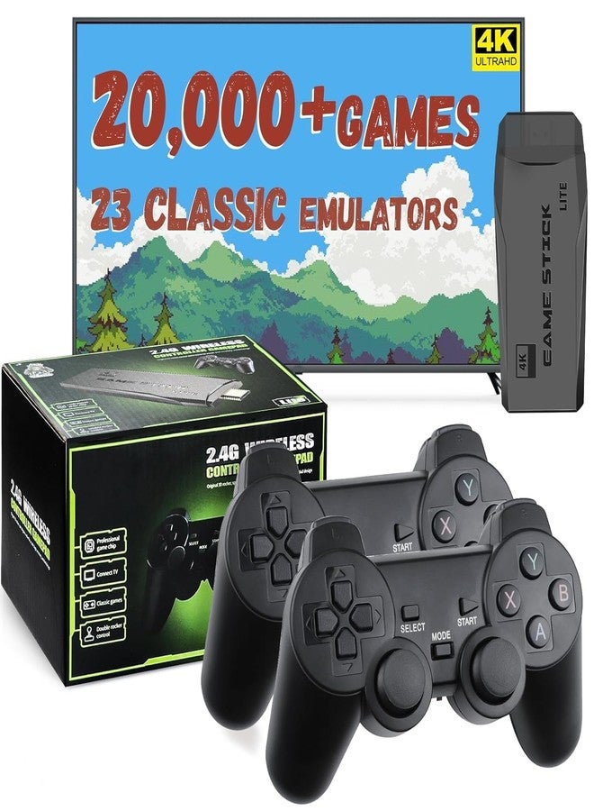 liuwei M8 Retro Game-Stick, Revisit Classic Games with Built-in 9 Emulators, 20,000+ Games, 4K HDMI Output, and 2.4GHz Wireless Controller for TV Plug and Play - Image 1