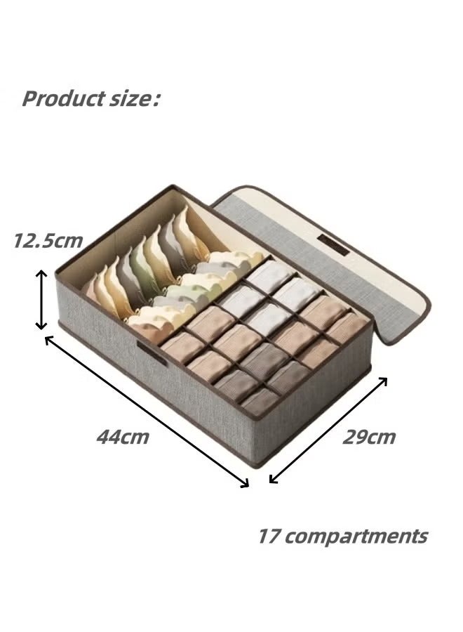 Foldable Undergarments And Socks Storage Box,17Gird Foldable Closet Storage Organizer Divider , Bra Underwear Closet Organizer,Sock Underwear Organizer,Home Closet Organizer Boxes Storage,Clothes Organizer for Clothes Bras Lingerie Socks Undies(Grey) - Image 2