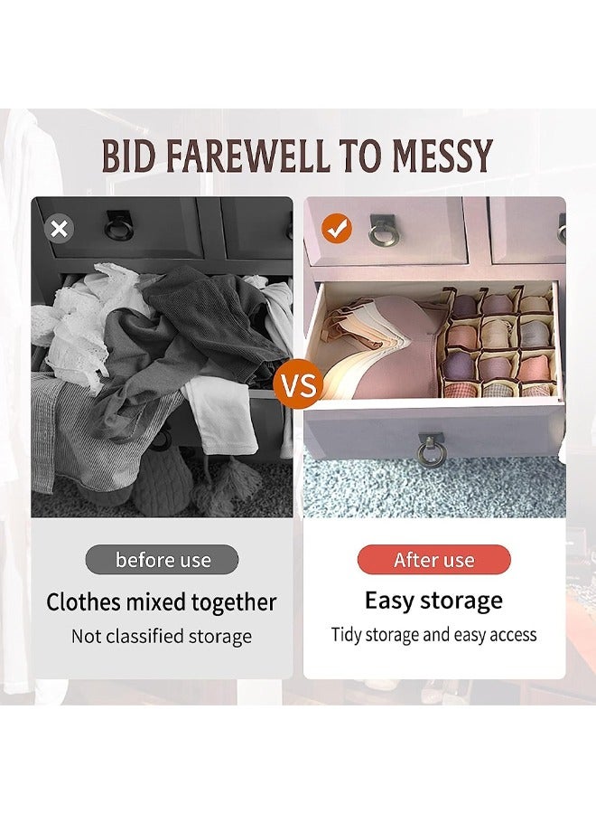 Foldable Undergarments And Socks Storage Box,17Gird Foldable Closet Storage Organizer Divider , Bra Underwear Closet Organizer,Sock Underwear Organizer,Home Closet Organizer Boxes Storage,Clothes Organizer for Clothes Bras Lingerie Socks Undies(Grey) - Image 3