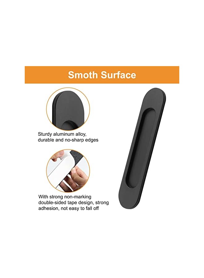 promass Self-Stick Oval Sliding Door Pulls 2pcs Matte Black Aluminum Alloy Flush Pull Punch-Free Handle for Sliding Barn Door Windows Cabinets/18cm - Image 4