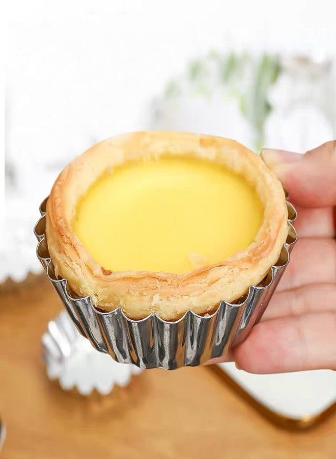 Dicunoy 30 PCS Egg Tart Mold for Baking, 3.8 Inch Stainless Steel Mini Tart Tin Pans, Ensaymada Molder Filipino, Pie Tartlet Cupcake Cake Muffin Mold - Image 4