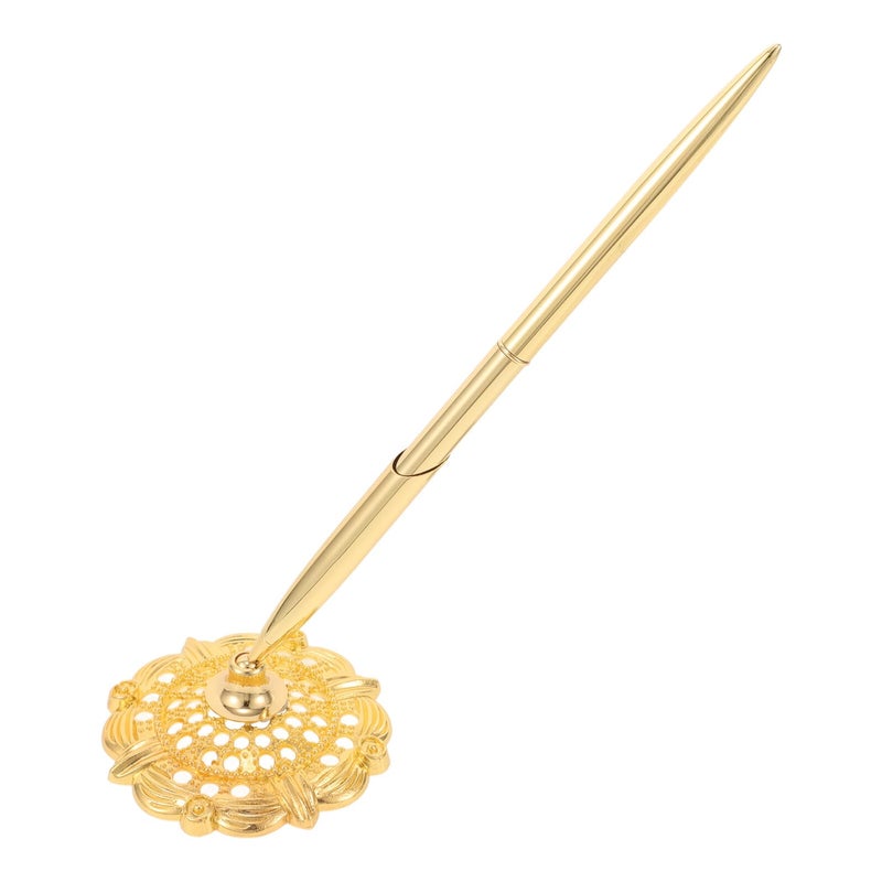Crystal Gold Tone Metal Ballpoint Pen For Business Office And Hotel Counters - Image 2