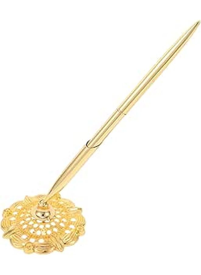 Crystal Gold Tone Metal Ballpoint Pen For Business Office And Hotel Counters - Image 1