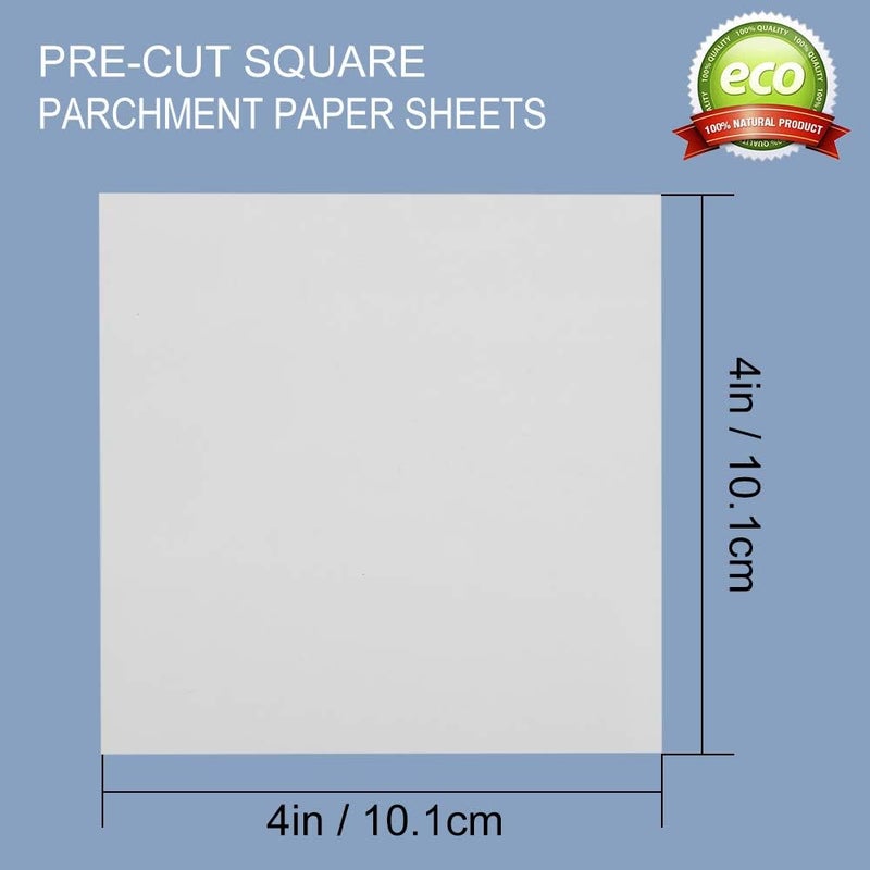 BYKITCHEN Parchment Paper Squares, 4x4 Inch, Set of 300, Small Hamburger Patty Paper/Nonstick Precut Square Baking Parchment for Separating Small Burger Patty, Cookies & Other Foods, or Baking & Candy Wrapper - Image 3