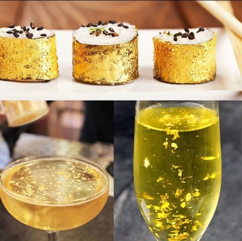 GSWC Gold Leaf 24k Edible Gold Vark Size 75MMx50MM 5 Gold Leaf Sheets For Sweets Cake Confitionary Ice Creams Anti Aging Spa 5 - Image 5