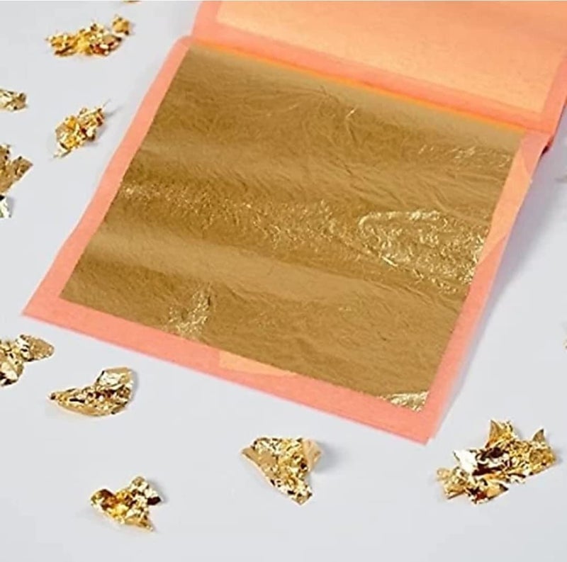 GSWC Gold Leaf 24k Edible Gold Vark Size 75MMx50MM 5 Gold Leaf Sheets For Sweets Cake Confitionary Ice Creams Anti Aging Spa 5 - Image 1