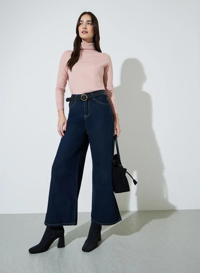 ستايلي Pink Solid Turtle Neck Slim Fit Jumper