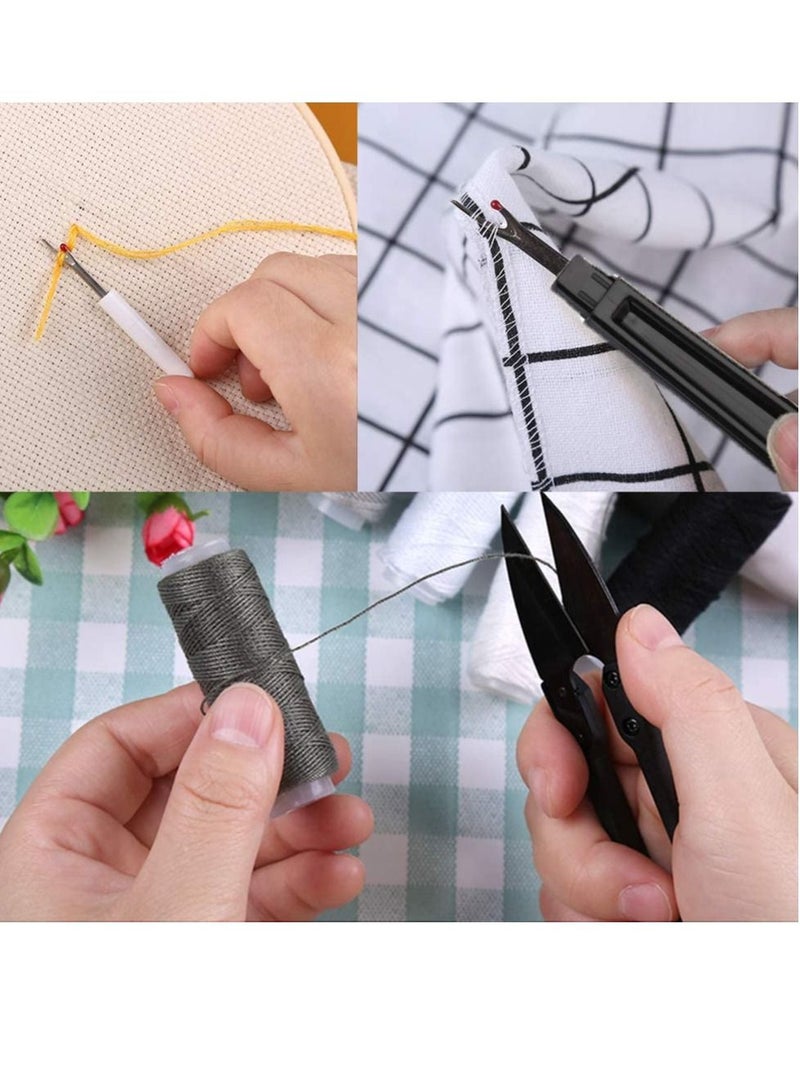 SYOSI 32 Pcs Sewing Kit Heavy Duty Sewing Kit with Sewing Awl Seam Ripper Hand Sewing Stitching Needles Sewing Thread Leather Craft Tool Kit for Shoes Sofa Tent Carpet Leather Craft DIY - Image 5