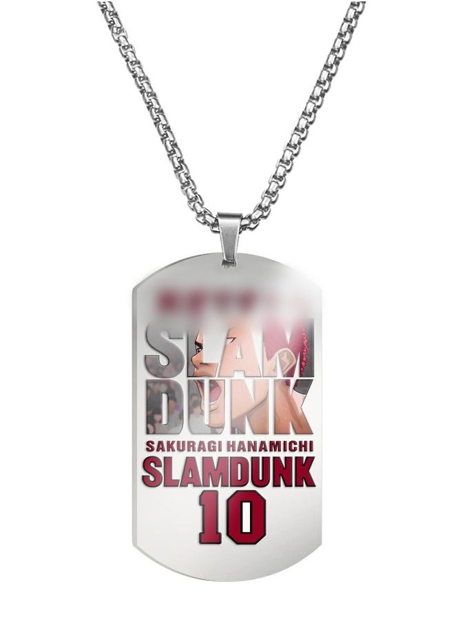 KUYING New Slam Dunk Color Printed Stainless Steel Necklace 