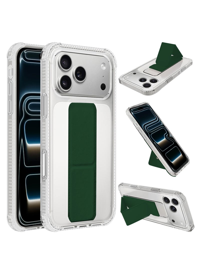 CATANES 2 Packs Finger Grip Clear Case Cover for iPhone 17 Pro Max - Kickstand Car Magnetic Holder Multi-function Protective Two-in-one Case with Privacy Screen Protector - Dark Green - Image 3