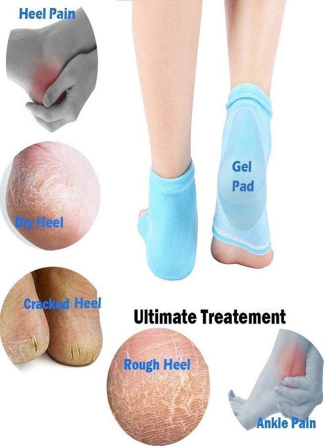 Doyelex Silicone Anti Crack Full Length Moisturizing Foot Protector Socks For Foot-Care And Heel Cracks, Heel Pad For Heel Pain, Ankle Protection, Swelling (Half Size),Blue - Image 2
