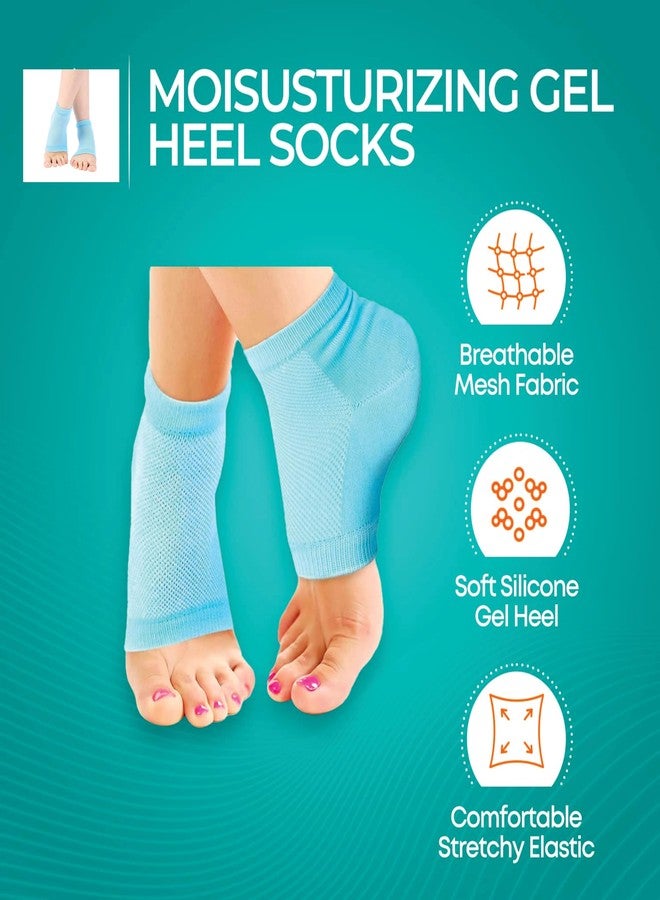 Doyelex Silicone Anti Crack Full Length Moisturizing Foot Protector Socks For Foot-Care And Heel Cracks, Heel Pad For Heel Pain, Ankle Protection, Swelling (Half Size),Blue - Image 5
