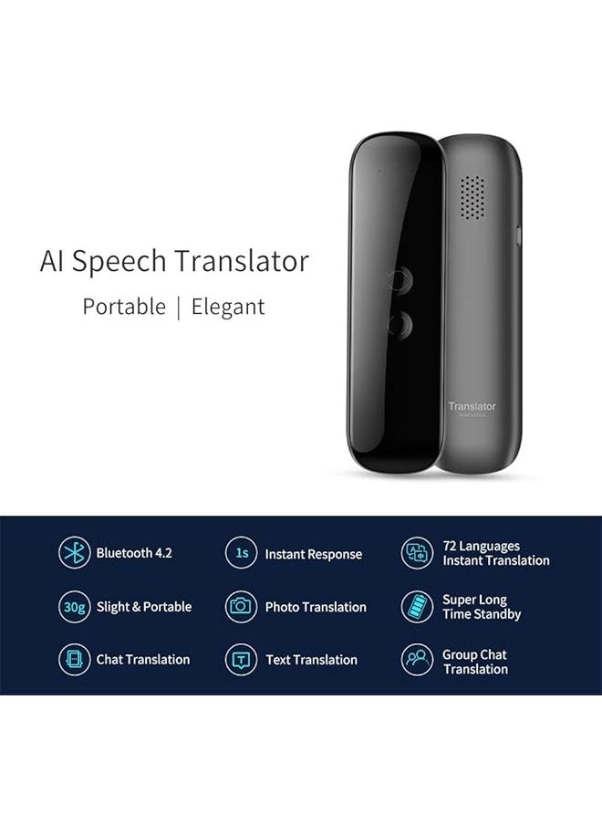 erorex - Language Voice Translator Device Real Time 2 Way Translations Supporting 72 Languages For Traveling Learning Shopping Business Chat Recording Translations Bluetooth G5 - Image 1