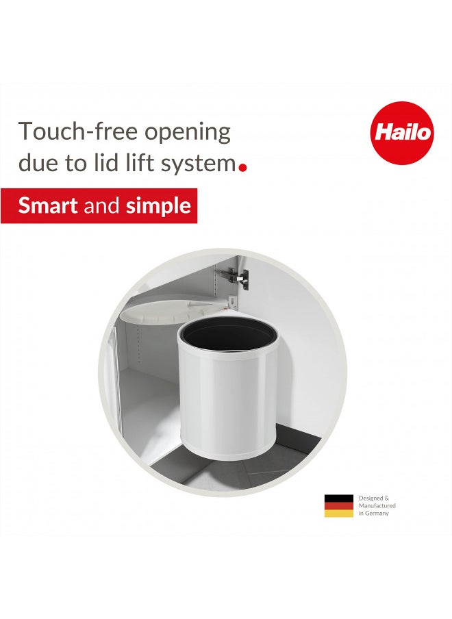 Hailo Hailo 3555-001 Compact-Box M Built-in Pull-Out Waste bin | 1 x 15 liters / 4.0 gallons | Lid Lift System | for hinged Door Base cabinets from 15.7 in | White | Made in Germany, 15l  - Image 2
