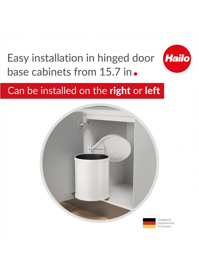 Hailo Hailo 3555-001 Compact-Box M Built-in Pull-Out Waste bin | 1 x 15 liters / 4.0 gallons | Lid Lift System | for hinged Door Base cabinets from 15.7 in | White | Made in Germany, 15l  - Image 5
