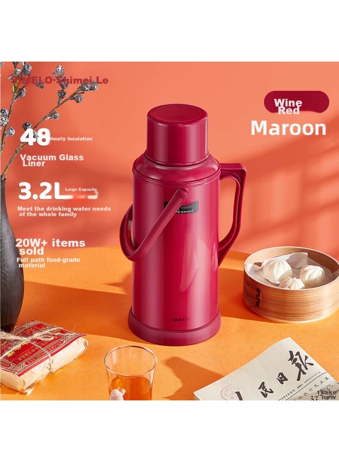 Simelo Insulated Pitcher, Large Capacity Glass Inner Liner, Hot Water Kettle, Dorm Water Bottle, Thermos, Warm Water Jug, 3.2l - Image 1