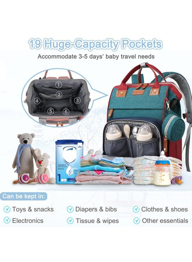 SHITIESHOU Diaper Bag Backpack Baby Bag for Mom Dad with Changing Pad, 19 Pockets, Large Waterproof Travel Baby Girl Boy Toddle Diaper Bag with Insulated Pocket, Baby Shower Gifts, Colorful - Image 4